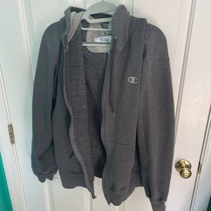 Champion Grey Zip Up Hoodie. Good condition, size large.